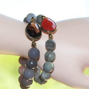 2-Stunning Faceted Gemstone Bracelets